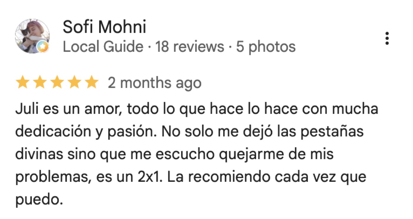 Captura de reseña 2 en Google